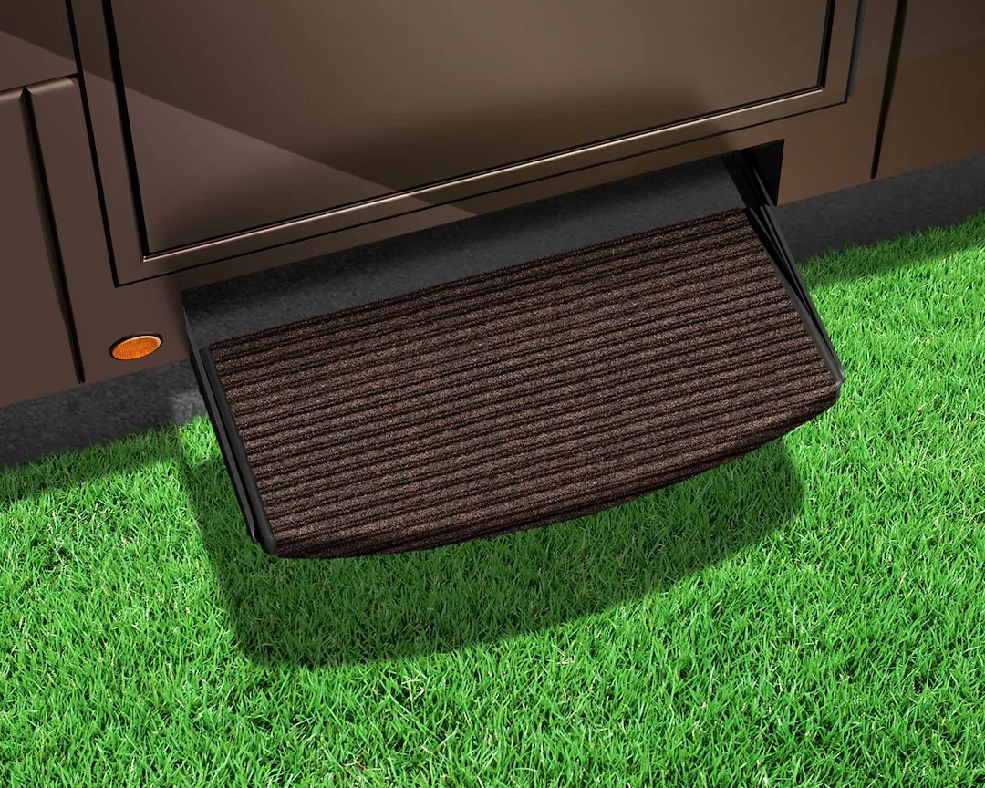 2-0431 – PRESTO FIT Entry Step Rug, Fits Curved And Straight 24 Inch Width Steps 22 Inch Width Coffee Brown With Spri...